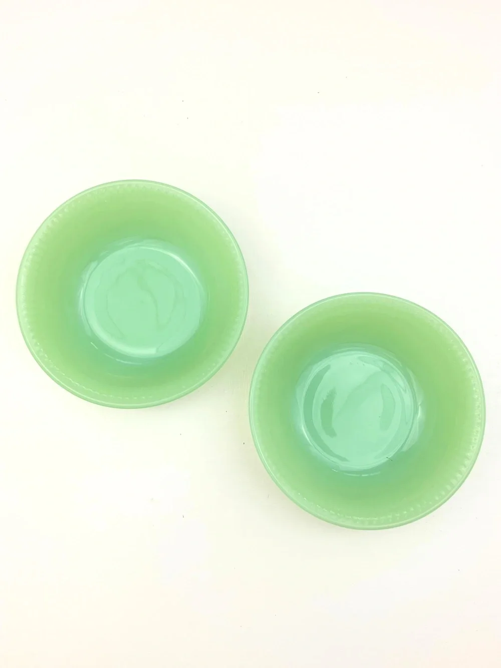 Vintage Fire King Jane Ray Jadeite Dessert Bowls Set of 2 1950's